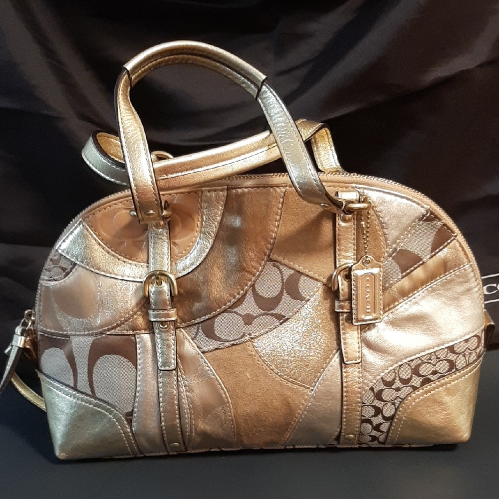 Coach Metallic Gold and Brown Satchel